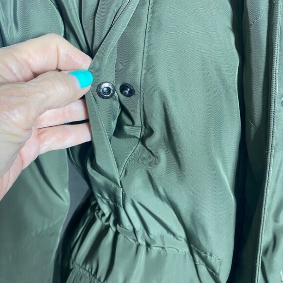 A New DAy XS Olive Green Womens Parka Jacket With Faux Fur Trim Hood Snap/Zip - Picture 4 of 16